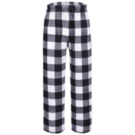 Ekouaer Girls Soft Pajamas Pants Cute Print Pattern PJ Bottoms Comfortable Lounge Long Pants with 2 Pockets 4-14 Years Black Plaid 140