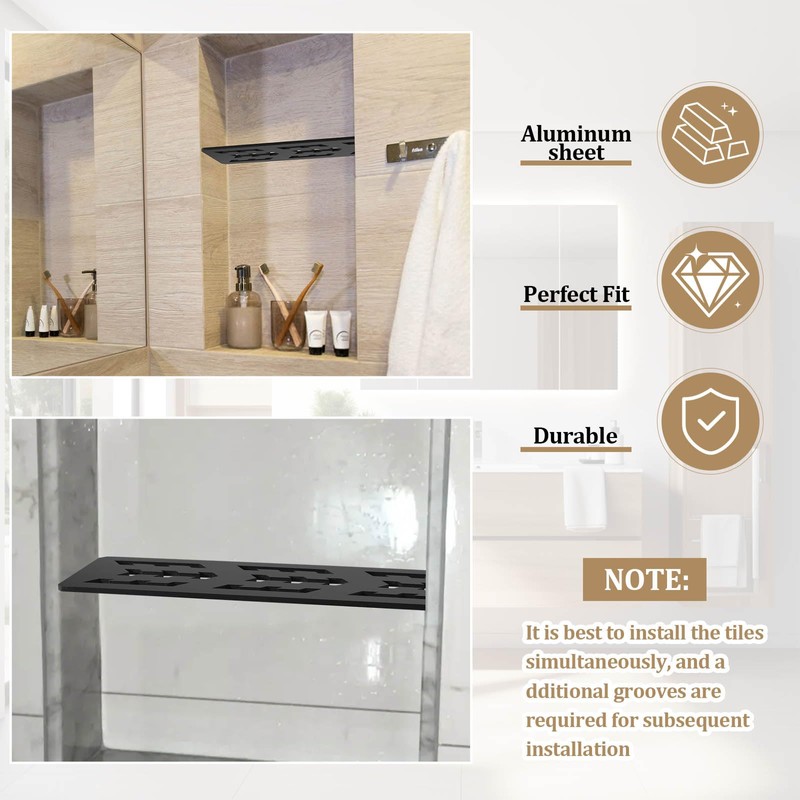 Hezaosth Rectangular Shelf for 12 Inch Tile Prefabricated Niches, Shower