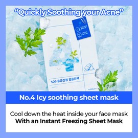 numbuzin No.4 Icy Soothing Sheet Mask | Cools Down Heated Skin, Hydrating Face Mask Pack, Tea Tree, Mugwort, Houttuynia | Korean Skin Care for Face, 4ea/box