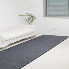 LGYNTO Commercial Mats for Floor,W3' x L10' Large Outdoor Indoor Mat Waterproof Rubber Back Rugs for Home Office Business Areas Grey-Black