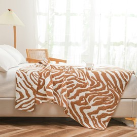 Polyester Microfiber Fluffy Animals Zebra Print Stripes Knitted Throw Blanket Super Soft Cozy Thick Throw Blanket for Sofa Couch Bed 51"X60"