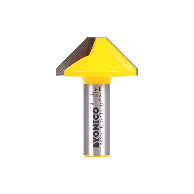 Yonico V Groove Flat Bottom Router Bit 1-1/2-Inch Diameter 45