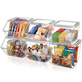 6 Pcs Clear Stackable Storage Bins with Lids, Large+extra Large