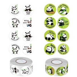 ZeniMart Reward Stickers 1000 Pieces, Panda, Teacher Reward, Animal, English, Round, Cute, Kindergarten, School Learning, Classroom Supplies for Teachers, Students, Encouragement, for Children and