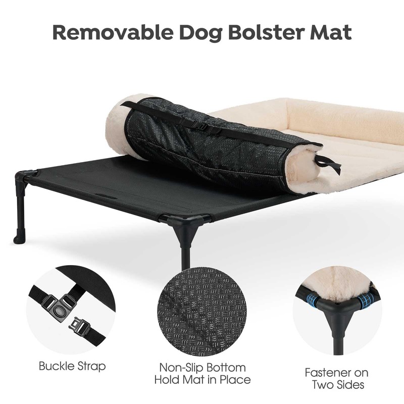 Veehoo Cooling Elevated Dog Bed with Fluffy Plush Bolster Cushion,