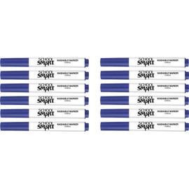 School Smart Washable Art Markers, Conical Tip, Blue, Pack of 12