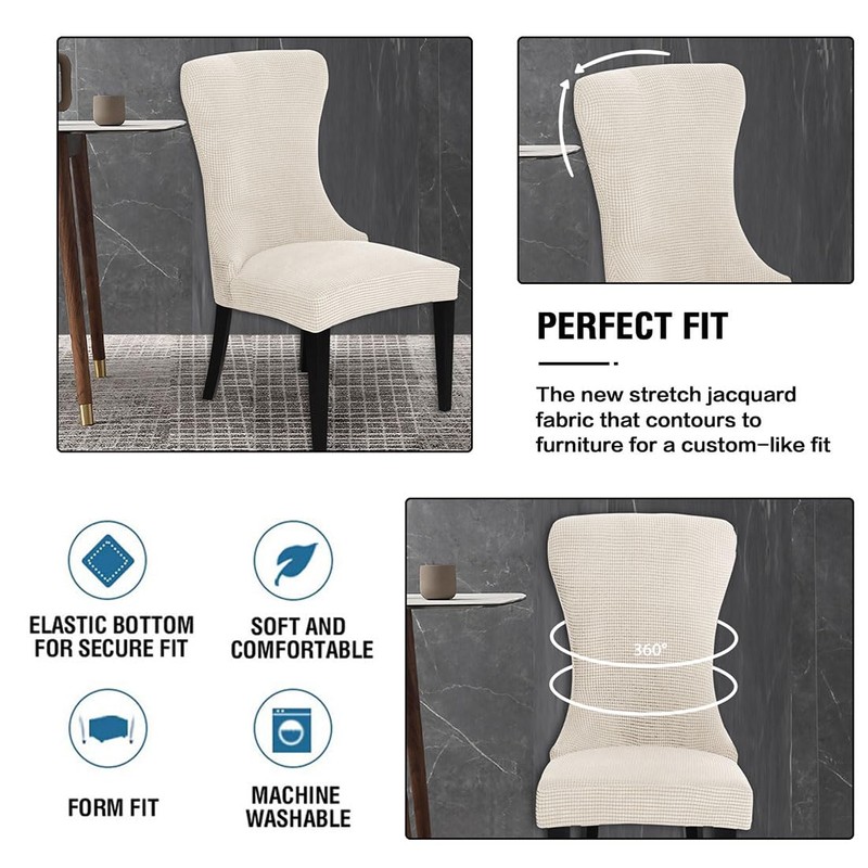 Buenanir Wingback Chair Cover Jacquard Wingback Dining Chair Covers Stretch