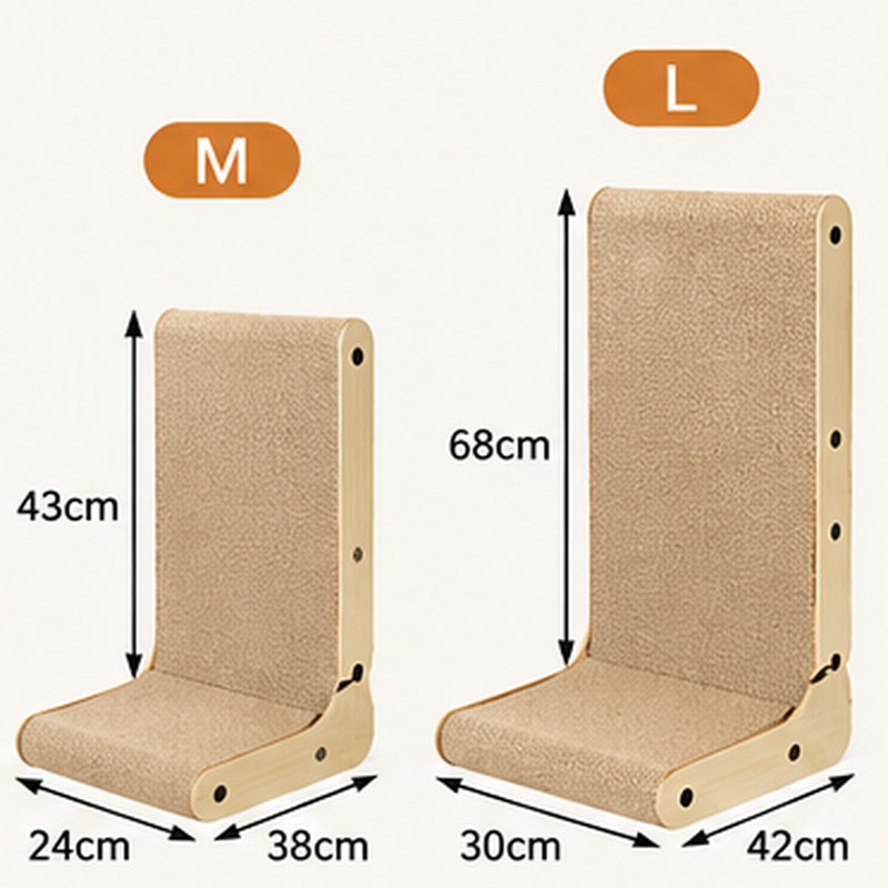 L-Shaped Cat Scratcher for Indoor Cats – Double-Tier Wood Scratching