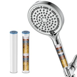 DAKINGS Huge 6-Inch High Pressure Filtered Shower Head with Handheld Bundle with 2 Pack Shower Filter Replacement Cartridge