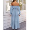 ZESICA Women's 2025 Boho Sexy Off Shoulder Long Sleeve Smocked