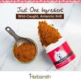 Herbsmith Pure Krill - Wild-Caught Antarctic Krill - Just 1 Ingredient - Astaxanthin for Dogs - Ready-to-Use Omega 3s – Alternative to Krill Oil for Dogs - 400g