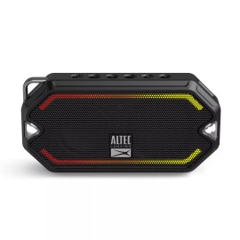 Altec Lansing Portable Black Bluetooth Speaker Waterproof with LED Lights and Compact Design