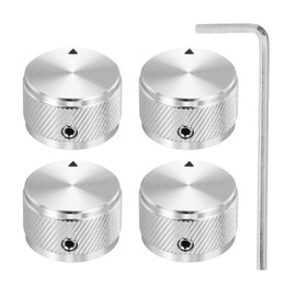 MECCANIXITY 4 Pcs Aluminium Potentiometer Knobs, 1/4" (6mm) Universal Volume Tone Control Knobs for Guitar, Bass, Twill 5/8" Silver