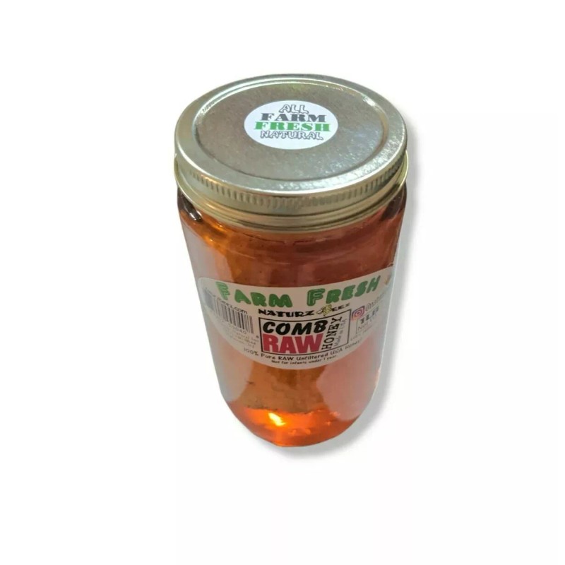 NATURZ BEEZ PURE RAW GALLBERRY HONEYCOMB 1lb 454g 16oz 100%