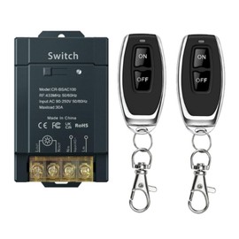 COLOROCK 433Mhz Wireless Remote Control Switch AC 110V 120V 240V 220V 30A Receiver with 2 Transmitters for Light Water Pump Household Appliances Farm Irrigation and Electrical Equipment