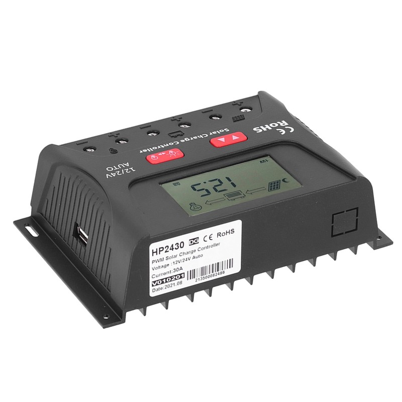 30A 12V/24V PWM Solar Charge Controller Regulator LCD Display Automatic