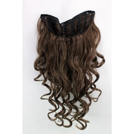 WIG ME UP - H9503-8 Clip-in Hairpiece with 7 Clips, 3/4 Wig Light Brown 50 cm Curly Hair Extension Wig