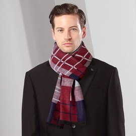 Justay Sowarm Winter Mens Scarf Cashmere Feel Scarves Warm Soft Fashion Business Plaid Scarf Gifts for Men