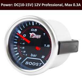 ETOPARS Universelle Auto Ladedruckanzeige 2Zoll 52mm Auto Turbo Boost Messgerät Bar Boost Zeiger Anzeige Weiß Lichtanzeige Boost Instrument Rauchtönung Len