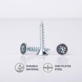 (Pack of 100 pcs) Zinc Plated Steel Wood Screws 5.0 x 30 mm, Pozi-Drive Head Screws, Fasteners, Countersunk, Chipboard Screws (100)