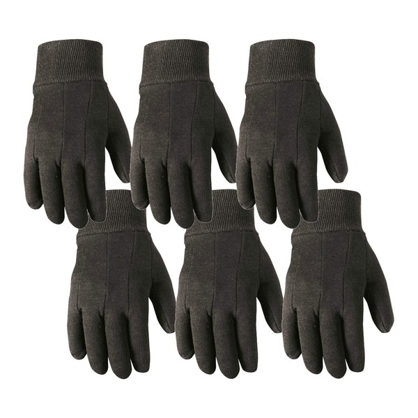 Wells Lamont Versatile Cotton All-Purpose Gloves Lightweight, Durable, Comfortable Jersey, 6-Pair Bulk Pack, Large (501LK) Brown