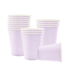 YAAVAAW 16P Light Purple Party Paper Cups,9oz Paper Cups Cold/Hot Drinking Cups Tea Coffee Cups Solid Color Party Cups for Kids Adult Birthday,Picnics,Wedding,Baby Shower,Purple Party Supplies