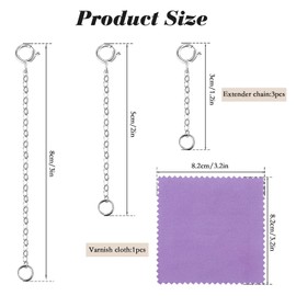 GlasFlength Chain Extension, Silver, Pack of 3, 925 Sterling Silver Extension Chain, Necklace Extension for Jewellery Making to Extend Your Necklaces and Bracelets, Women and Men (3 5 8 cm), Silver,