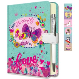 Butterfly Journal for Girls - Gift for Teen, Kids - Diary with Pen & Magnetic Closure, 192 Pages for Writing, 5.3"x7.5" Hardcover Lined Notebook