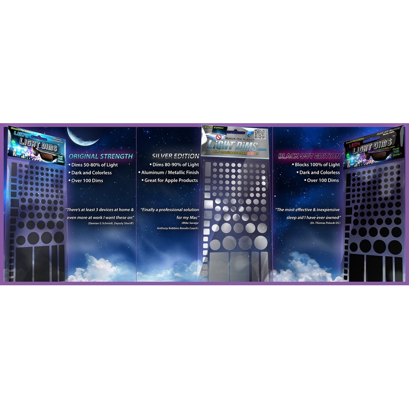 LightDims Black Out Edition Light Blocking LED Covers (2 Sheets)