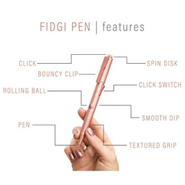 Fidgi Pen - The Original Fidget Pen - Fidget Spinner Toy Disguised as a Pen - Stress Pen - Fidget Spinner Pen - Fidget Spinners for Adults - Widget Pens - Anxiety Pen - Stress Relievers (Rose Gold)