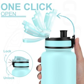 GOPPUS 1200ML/40OZ Stainless Steel Water Bottle 1.2 Litre Metal Vacuum Flask for Travel Double Walled Bottle Leakproof Coffee Flask for Outdoor Large Bottle with Wide Mouth Sport Bottles Keep Hot/Cold