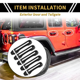 REPAIROCK 1 Set Exterior Door Handle Covers Tailgate Door Handle Cover for Jeep Wrangler JL JLU 2018-2022 for Jeep Gladiator JT 2020-2021 Car Door Liftgate Handle Protector ABS Black