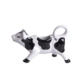 Keramik Milchkännchen Milchkanne Kuh weiß schwarz bemalt 0,08 Liter Inhalt