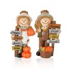 GoGnome 2-Pack Thanksgiving Scarecrow Figurines with Inspirational Autumn Plaques -
