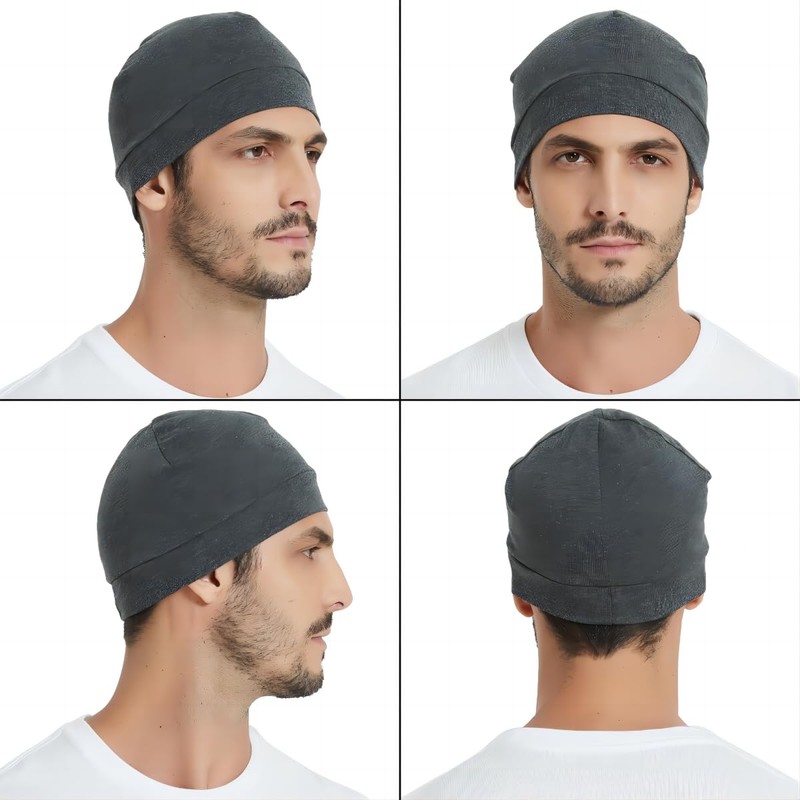 Headshion Cotton Skull Caps for Men Women,4-Pack Lightweight Beanie Sleep