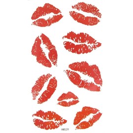 MapofBeauty Bright Watermelon Red Lip Prints Temporary Waterproof Tattoo Sticker(2 pcs/lot)