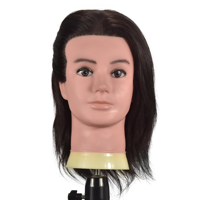 BLTYXT Male Mannequin Head with 100% Human Hair Training Head