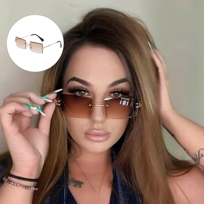 Gativs Vintage Rimless Sunglasses 4 Pairs Vintage Glasses Rimless Retro