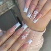 Caiguoer 24 Pieces Square False Nails, Long False Nails, French