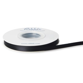Ribbli Double Faced Black Satin Ribbon,1/4” x Continuous 25 Yards,Use for Bows Bouquet,Gift Wrapping,Floral Arrangement