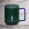 Room Essentials Glass Mug - Green with Blue Handle -