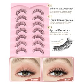 Onlyall Onlyall Natural Lashes Wispy Lashes Natural Look False Eyelashes Natural Flared Eyelashes False Eye Lashes Soft Fluffy Lashes 7 Pairs T28