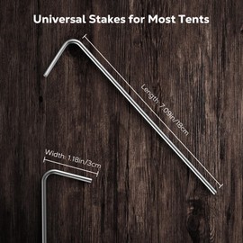 Raynesys Galvanized Tent Stakes 10 Pack, Heavy Duty Camping Stakes with Hook, 7 Inch Metal Tent Stakes, Tent Garden Stakes for Camping, Canopies, Gardening, Outdoor Decorations