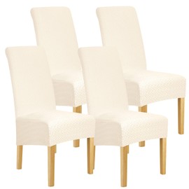 Lellen XL Size Stretch Chair Covers for Dining Room Large Dining Room Chair Slipcovers Dining Chair Covers Kitchen Reusable Parsons Side Chair Slipcover Soft Protector Set of 4,Cream