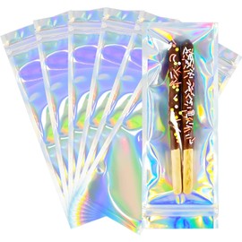 Cherodada Smell Proof Bags, 3x8 inch Resealable Holographic Bags for Food Storage Candy & Jewelry Packaging (100 Pack)