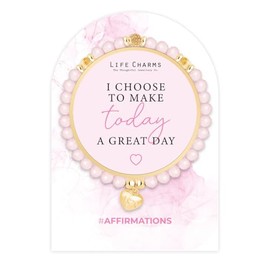 Life Charms Crystal Bead Handmade Charm Bracelet - Make Today a Great Day Positive Affirmation Quote - Inspirational Gold Plated Mantra Jewellery