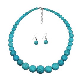 Fuqimanman2020 Turquoise Beaded Strand Choker Necklace-A