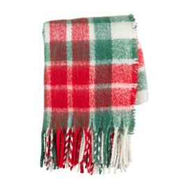 Mud Pie Red and Green Christmas Throw Blanket, 60" x 50"