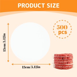 Hugwish Pack of 500 Burger Paper Round 13 cm for Burger Press Diameter 13 cm Burger Paper Non-Stick Baking Paper for Hamburger Press / Burger Pattie Press (500, 13 cm)