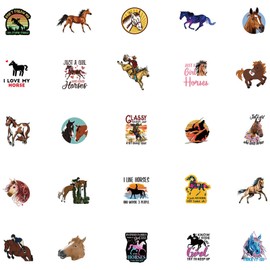 50PCS Horse Riding Stickers Pack for Kids Teens Adults, Horse Vinyl Waterproof Stickers, Horses Racing Horsemanship Art Decals for Water Bottles Laptop Phone Computer Guitar Skateboard Luggage